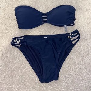 Aerie Strappy Bandeau Bikini Top and Bottom